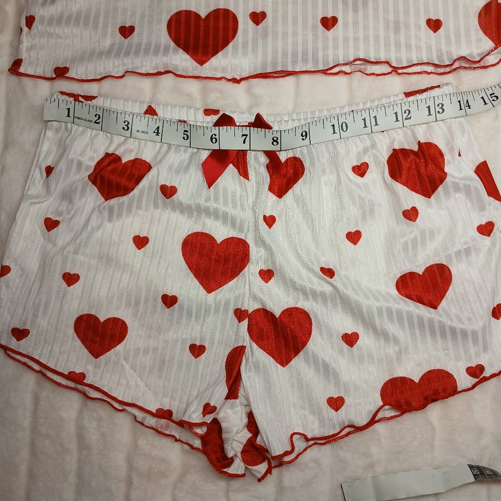 Heart Print Pajama Set | Tagged XL (Fits Small) - Picture 7 of 11